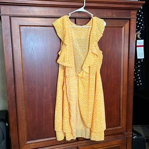 Yellow flower wrap dress